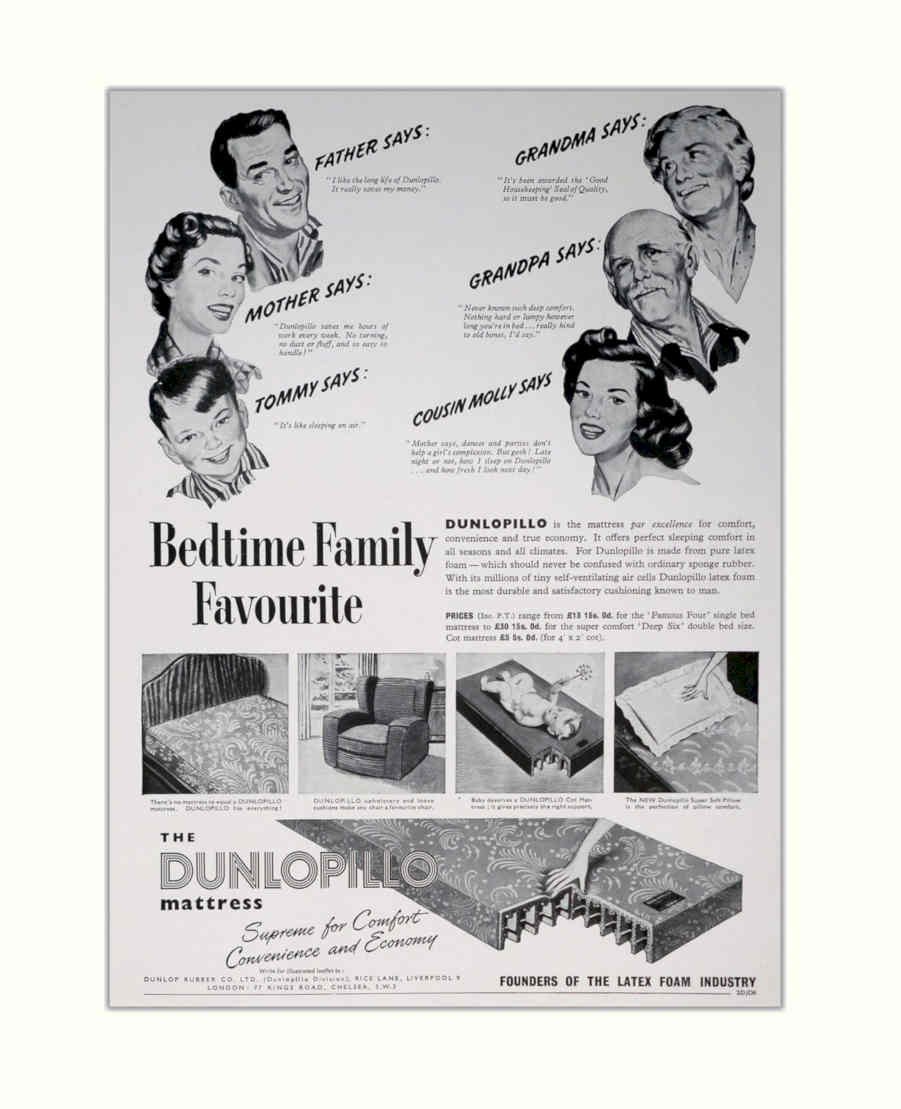 Dunlop Bedtime Family Vintage Retro Advert Poster A4 Photo Print