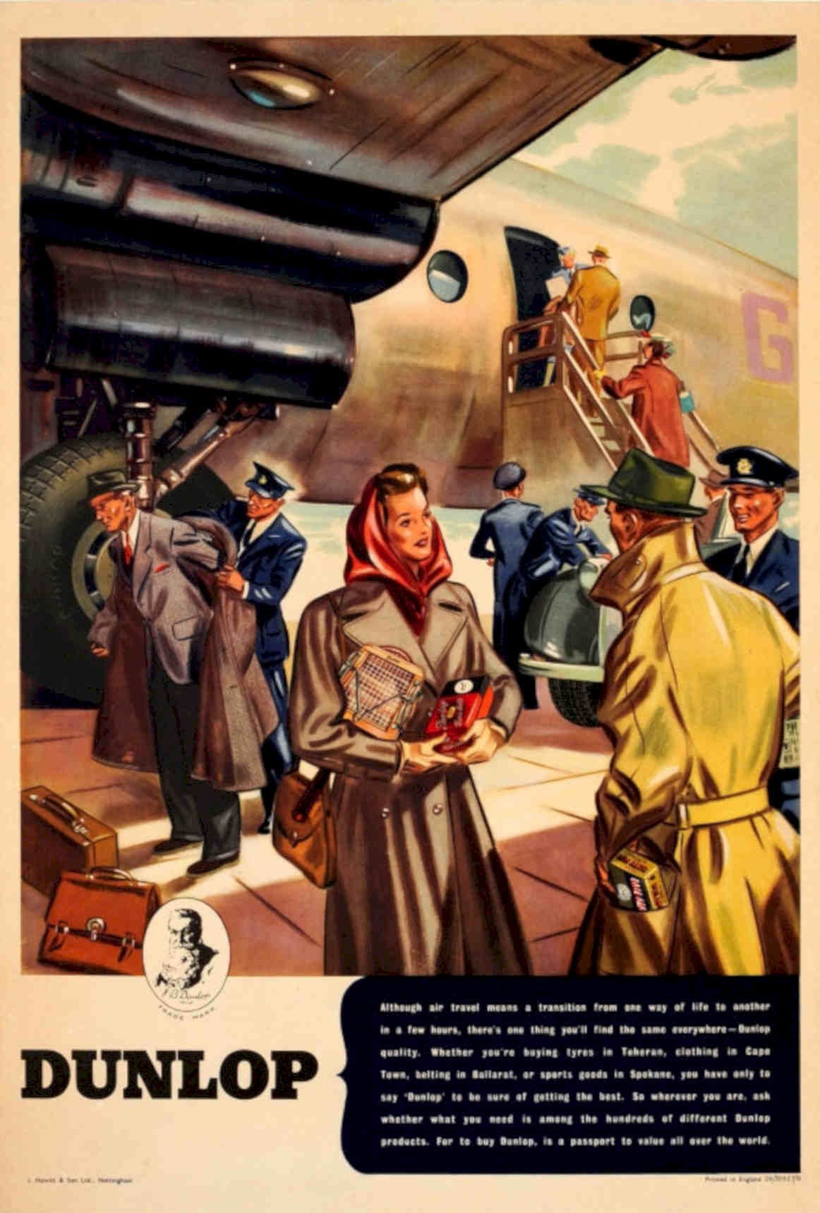 Dunlop Tire Airplane Vintage Retro Advert Poster A4 Photo Print