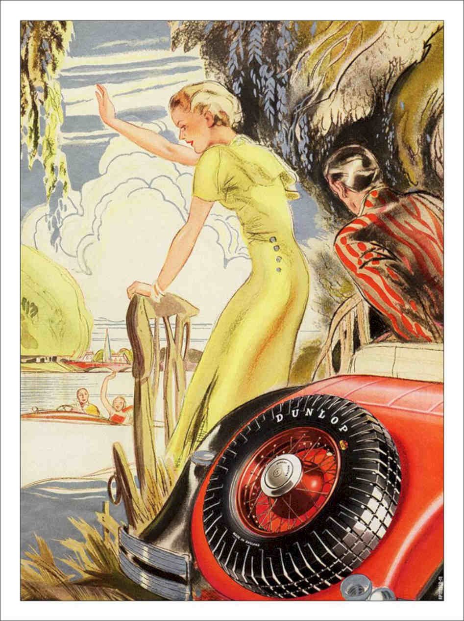 Dunlop Tyre Advert 1930s Art Deco Vintage Retro Advert Poster A4 Photo Print 2