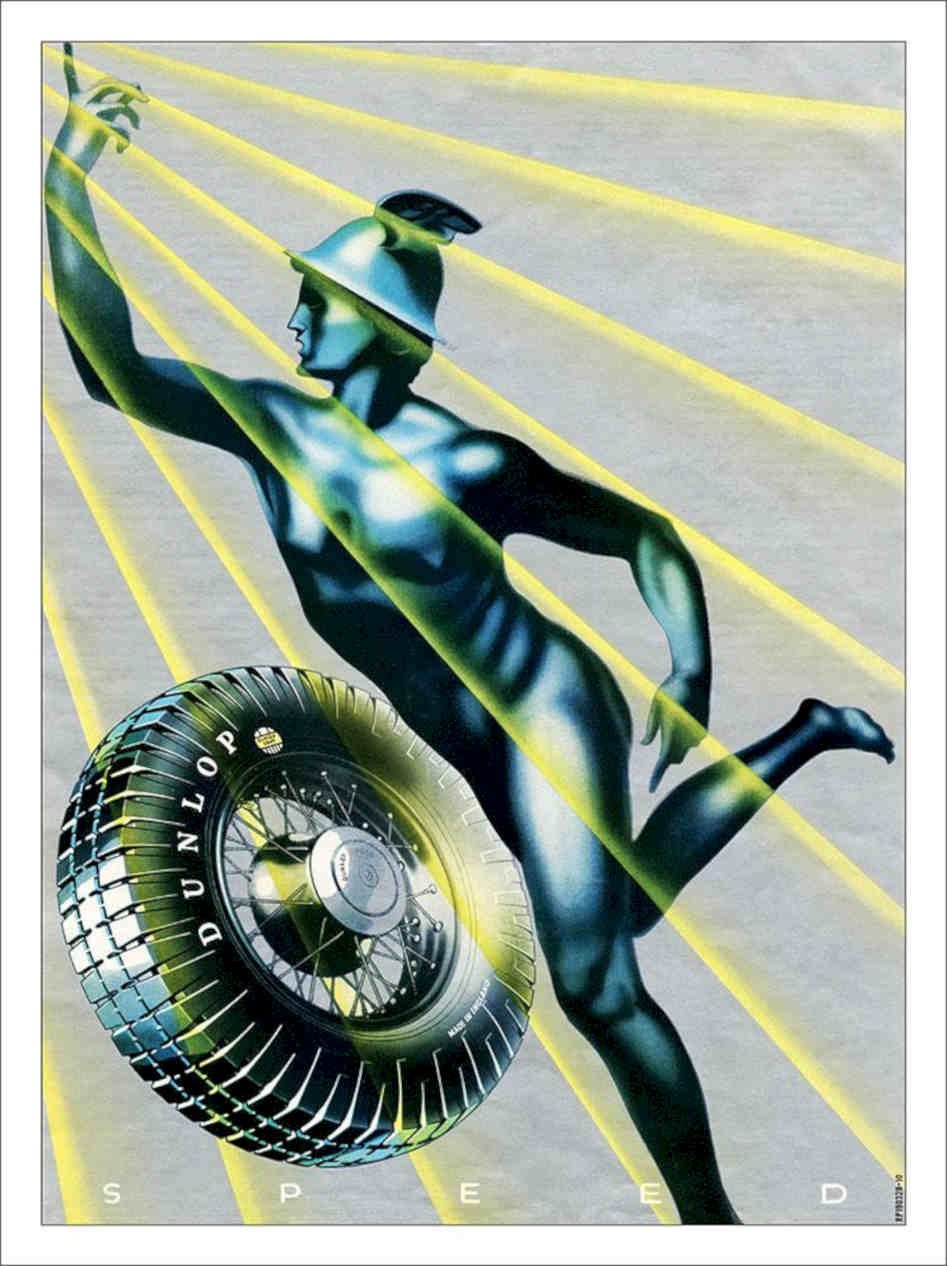 Dunlop Tyre Advert 1930s Art Deco Vintage Retro Advert Poster A4 Photo Print