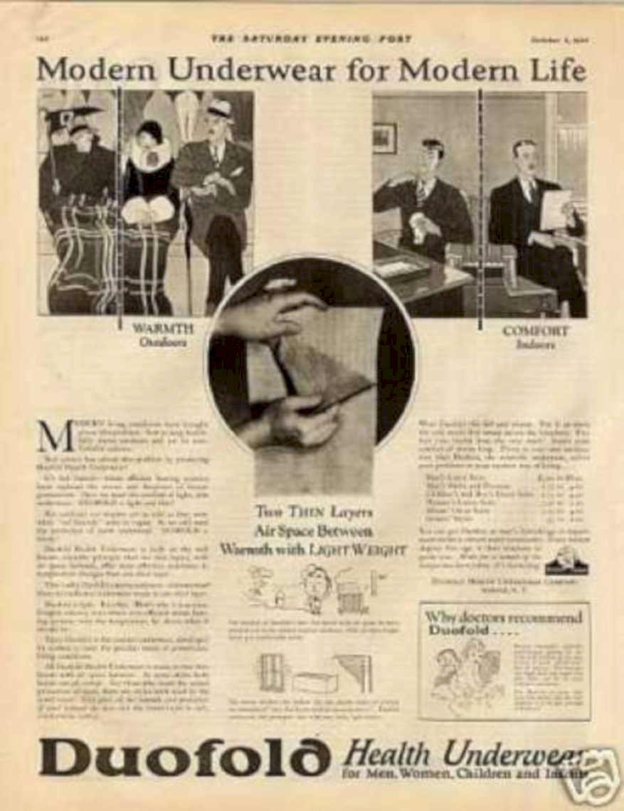 Duofold Health Underwear 2 Vintage Retro Advert Ads A4 Photo Print