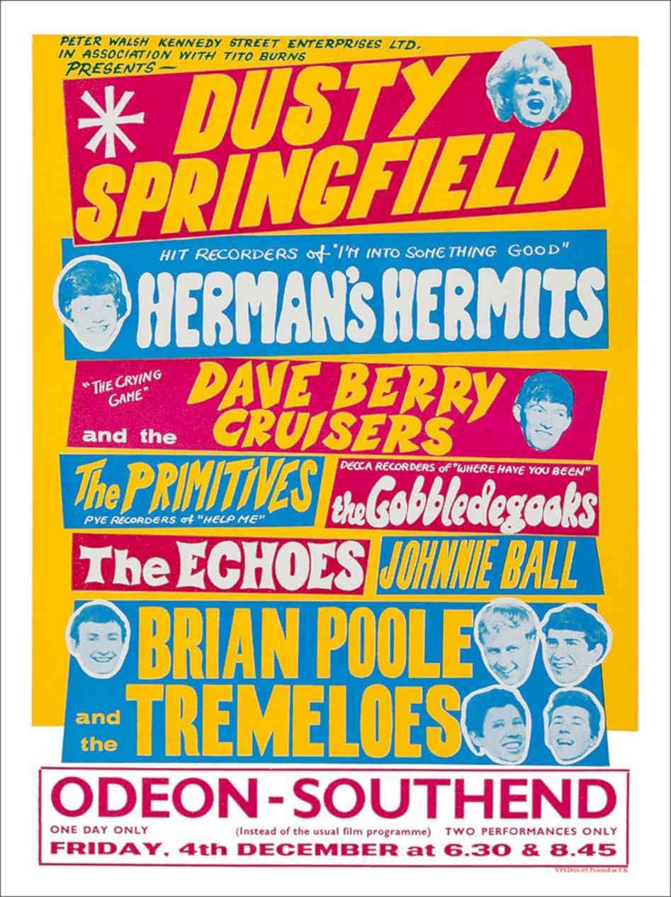 Dusty Springfield Hermans Hermits Concert Poster Vintage Retro Advert Poster A4