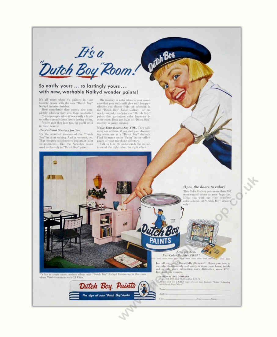 Dutch Boy Room Vintage Retro Advert Poster A4 Photo Print