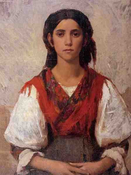 Duveneck Frank Florentine Flower Girl A4 Photo Print
