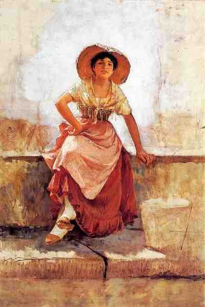 Duveneck Frank Florentine Flower Girl2 A4 Photo Print