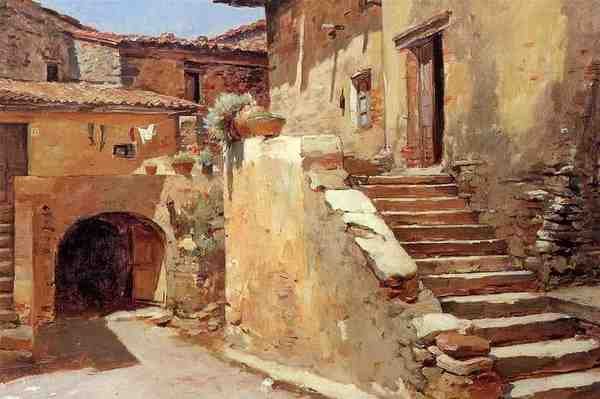 Duveneck Frank Italian Courtyard A4 Photo Print