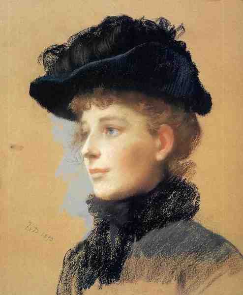 Duveneck Frank Portrait Of A Woman With Black Hat A4 Photo Print