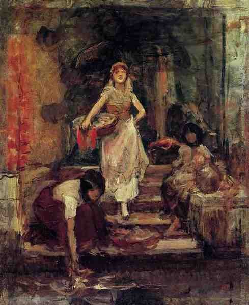 Duveneck Frank Washerwomen Venice Study A4 Photo Print