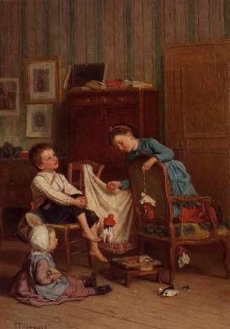Duverger Theophile Emmanuel The Puppet Show A4 Photo Print