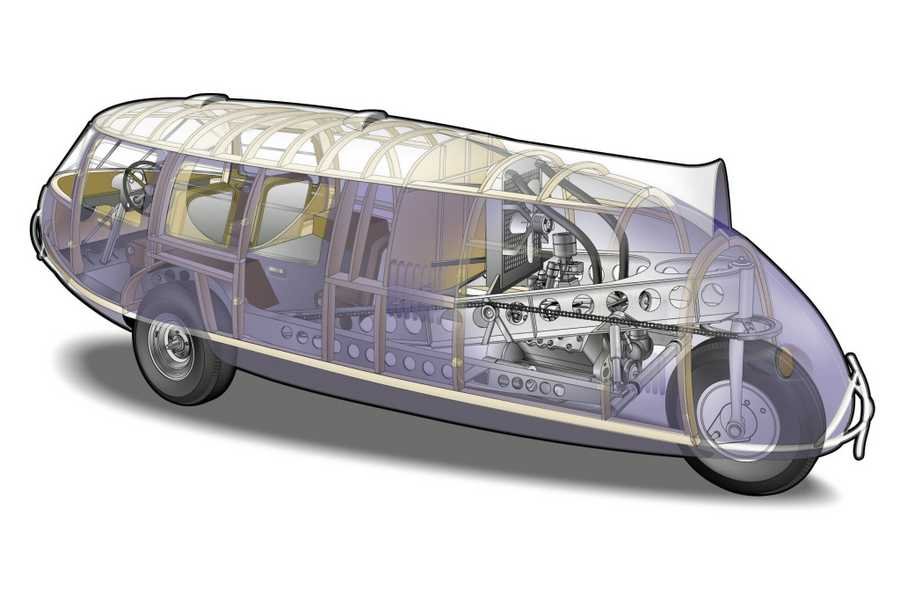 Dymaxion car 2048x1339 cutaway A4 Photo Print