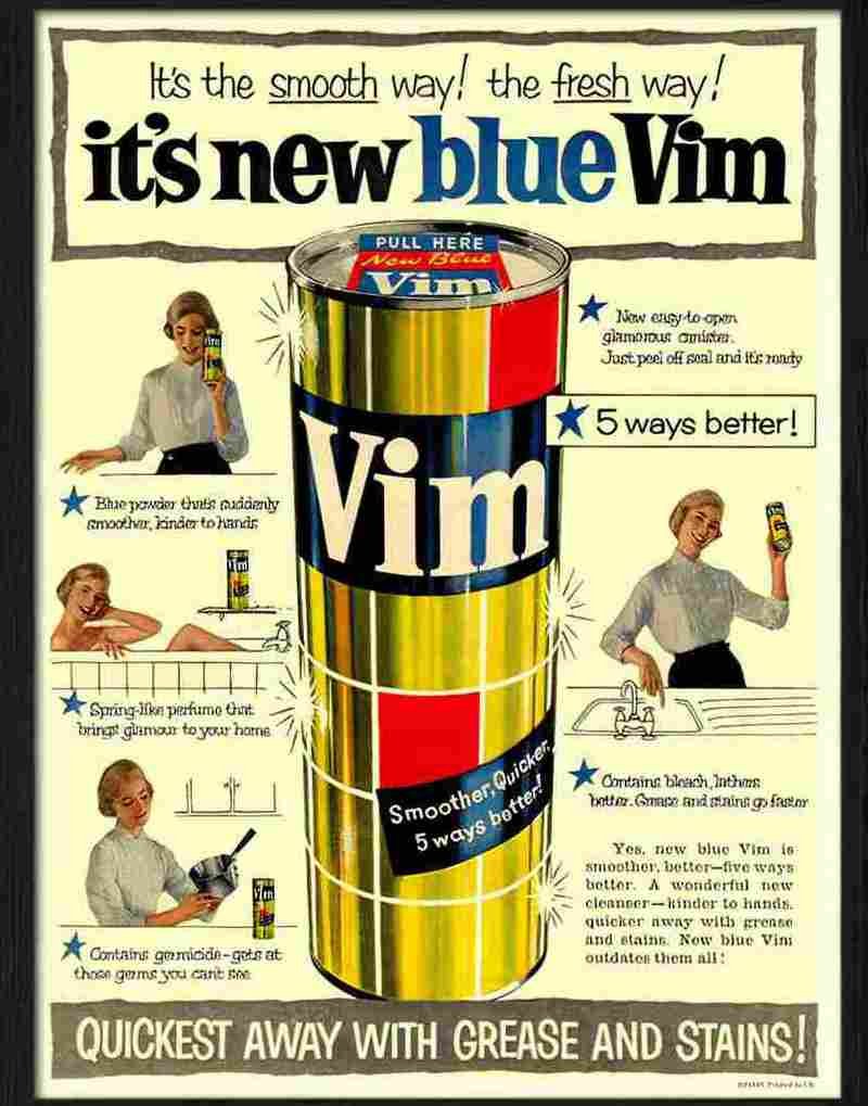 E new blue vim advert 1950s Advert A4 Photo Print