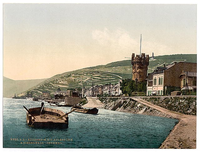 Eagle Tower and Niederwald Rudesheim the Rhine Vintage A4 Photo Print