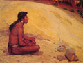 Eanger Irving Couse Indian Seated By A Campfire A4 Photo Print