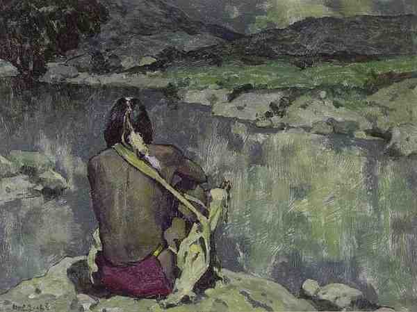 Eanger Irving Couse Moonlight Meditation A4 Photo Print