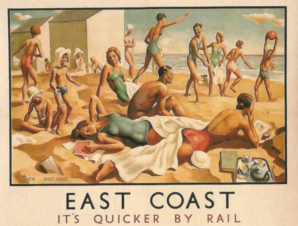 East Coast Beach Vintage Retro Advert Ads A4 Photo Print