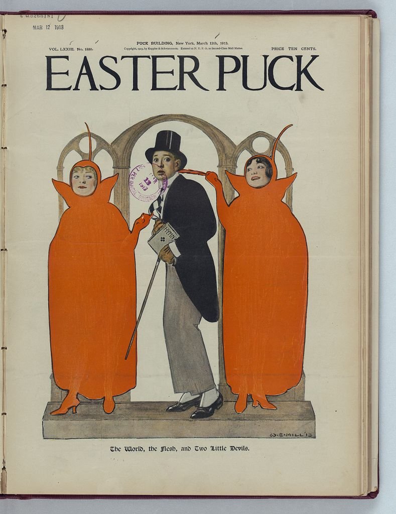 Easter Puck 1913 the world the flesh and two little devils PUCK A4 Photo Print