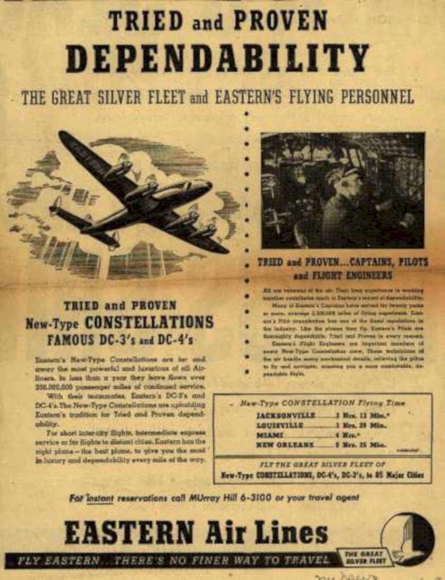 Eastern Air Lines 2 4 Vintage Retro Advert Ads A4 Photo Print