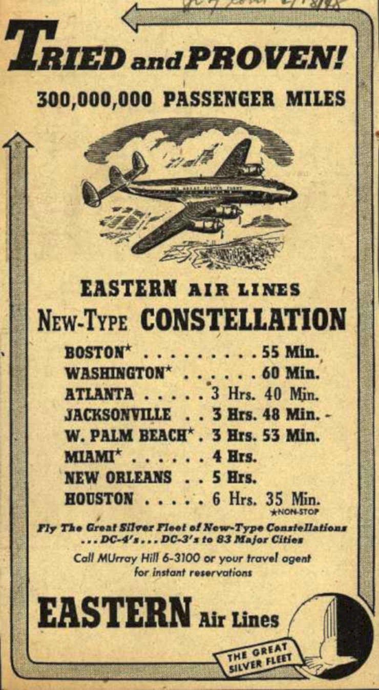 Eastern Air Lines 2 Vintage Retro Advert Ads A4 Photo Print