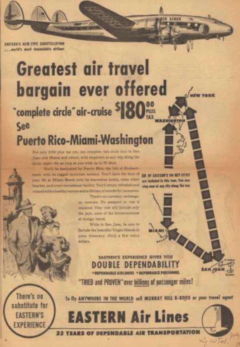 Eastern Air Lines Vintage Retro Advert Ads A4 Photo Print