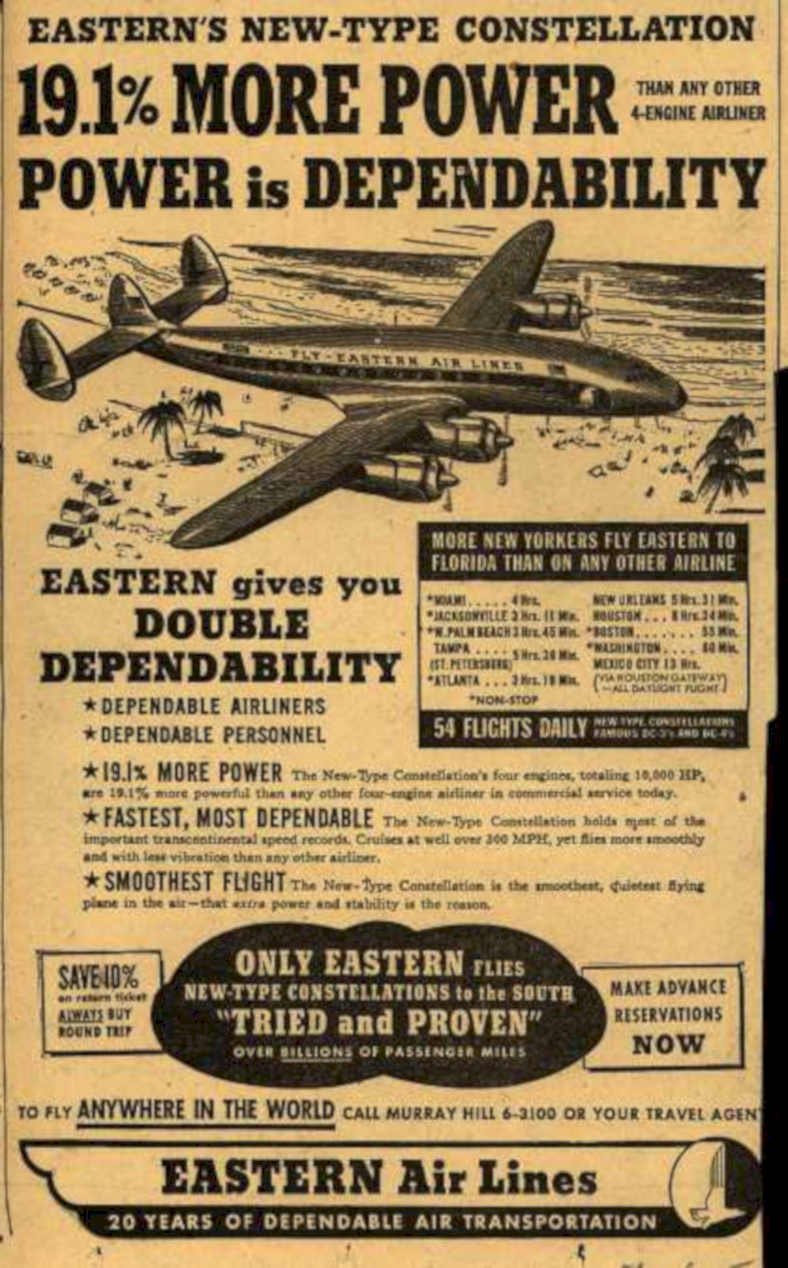 Eastern Constellation Flight Vintage Retro Advert Ads A4 Photo Print