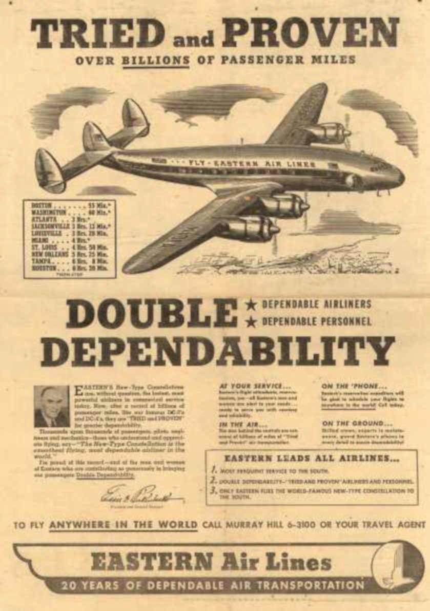 Eastern Dc3 Flights Vintage Retro Advert Ads A4 Photo Print