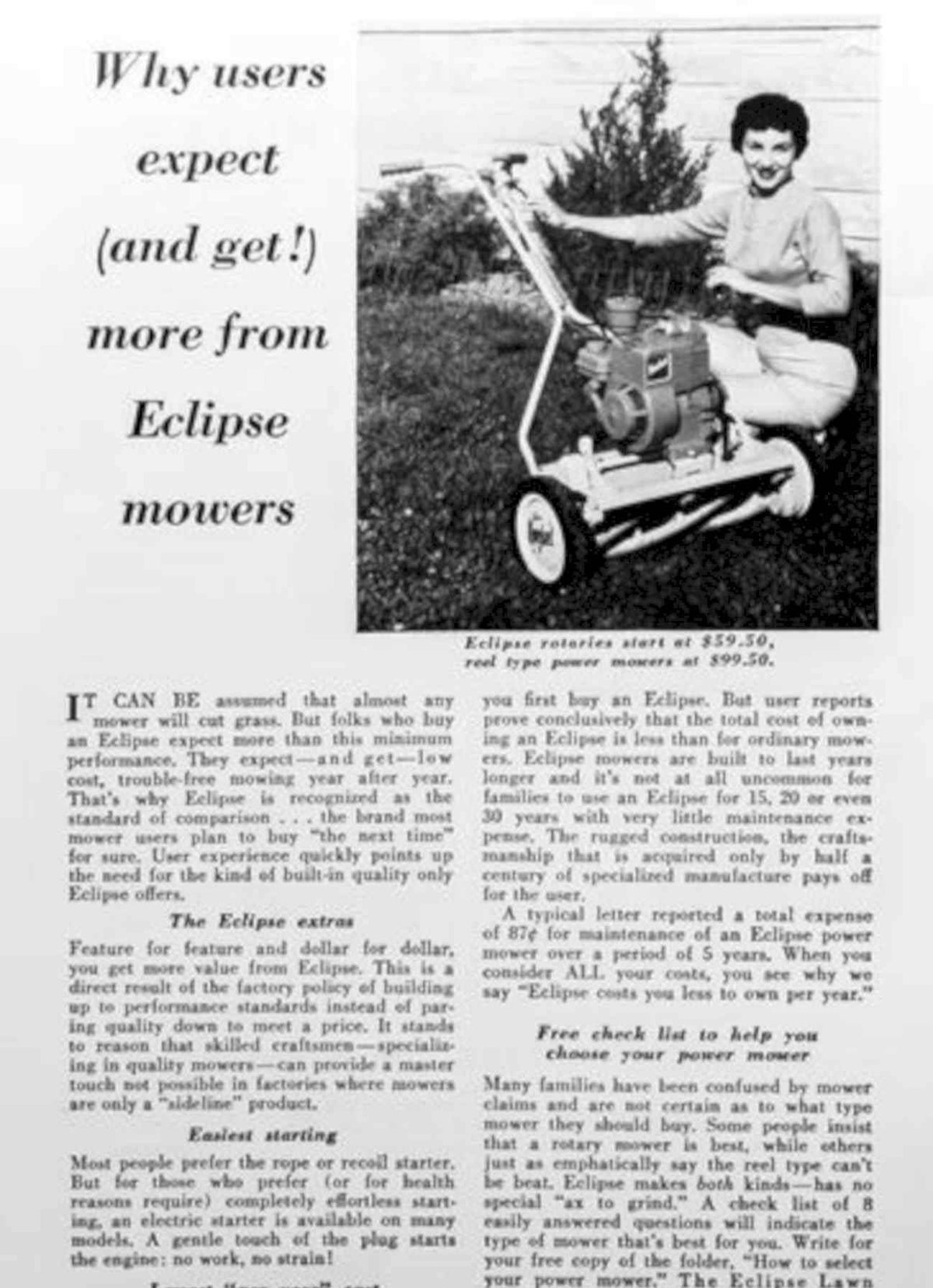 Eclipse Mower Extras Vintage Retro Advert Poster A4 Photo Print