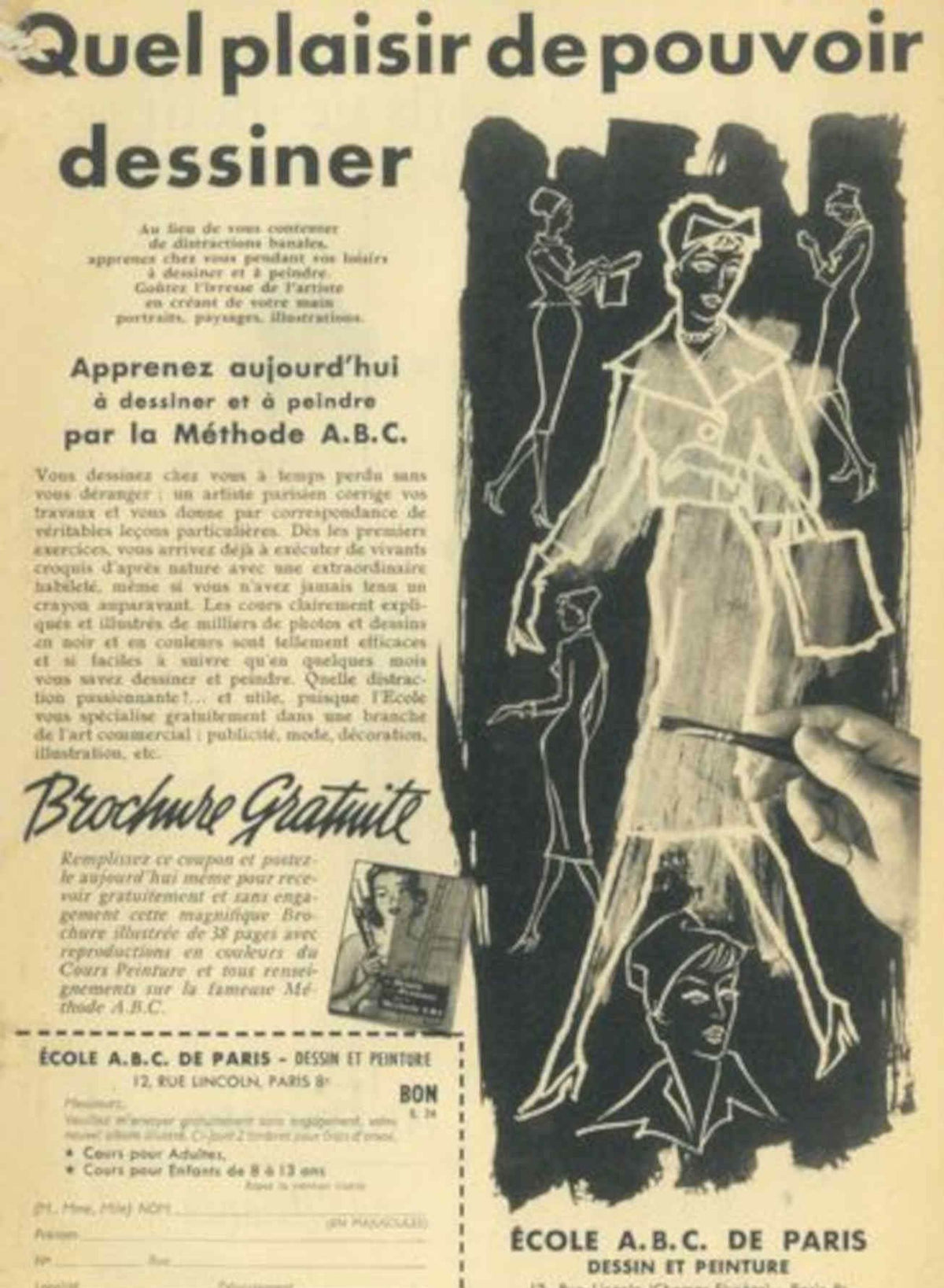 Ecole Abc Paris Vintage Retro Advert Poster A4 Photo Print