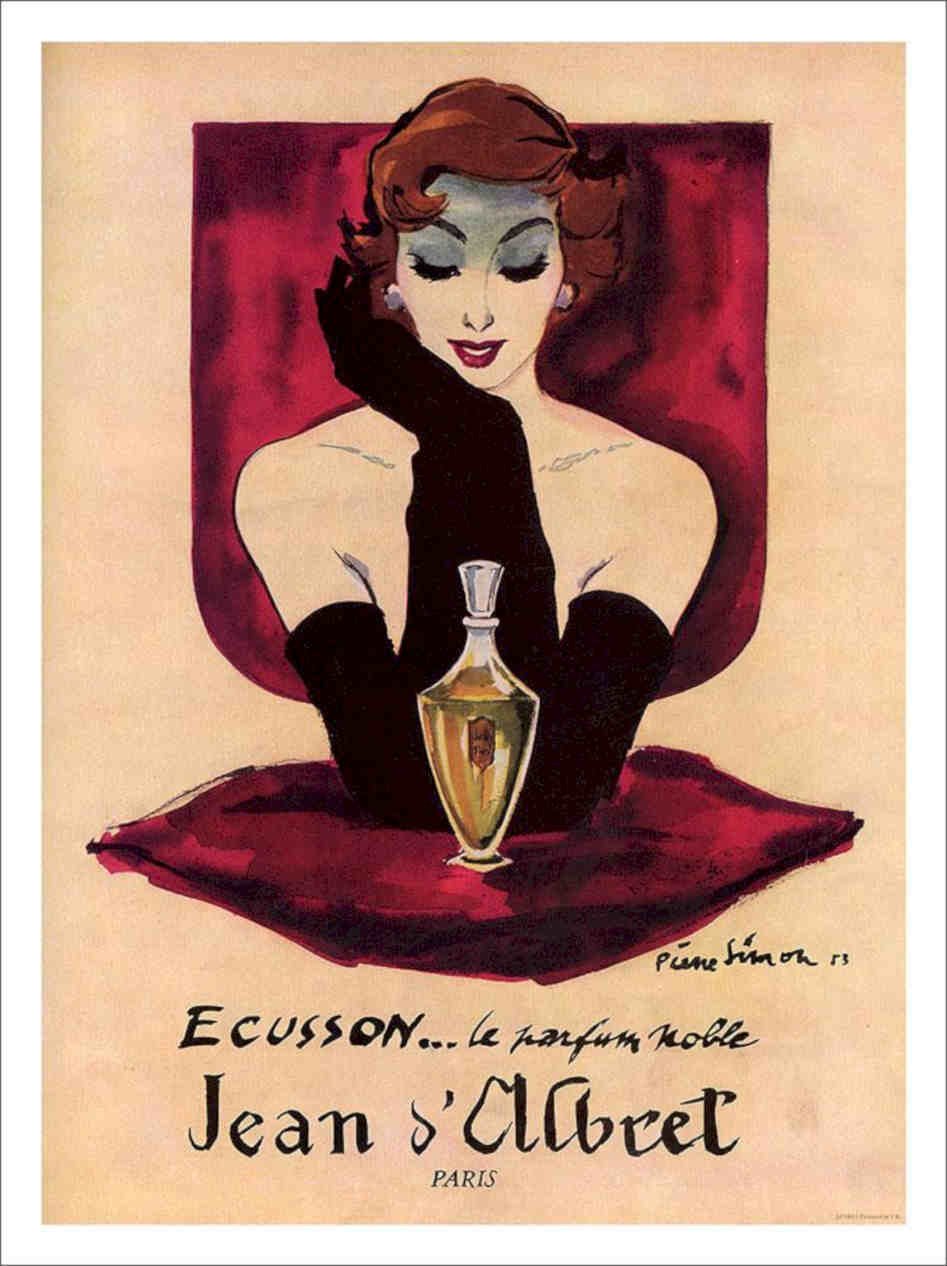 Ecusson French Perfume 1950s Vintage Retro Advert Poster A4 Photo Print