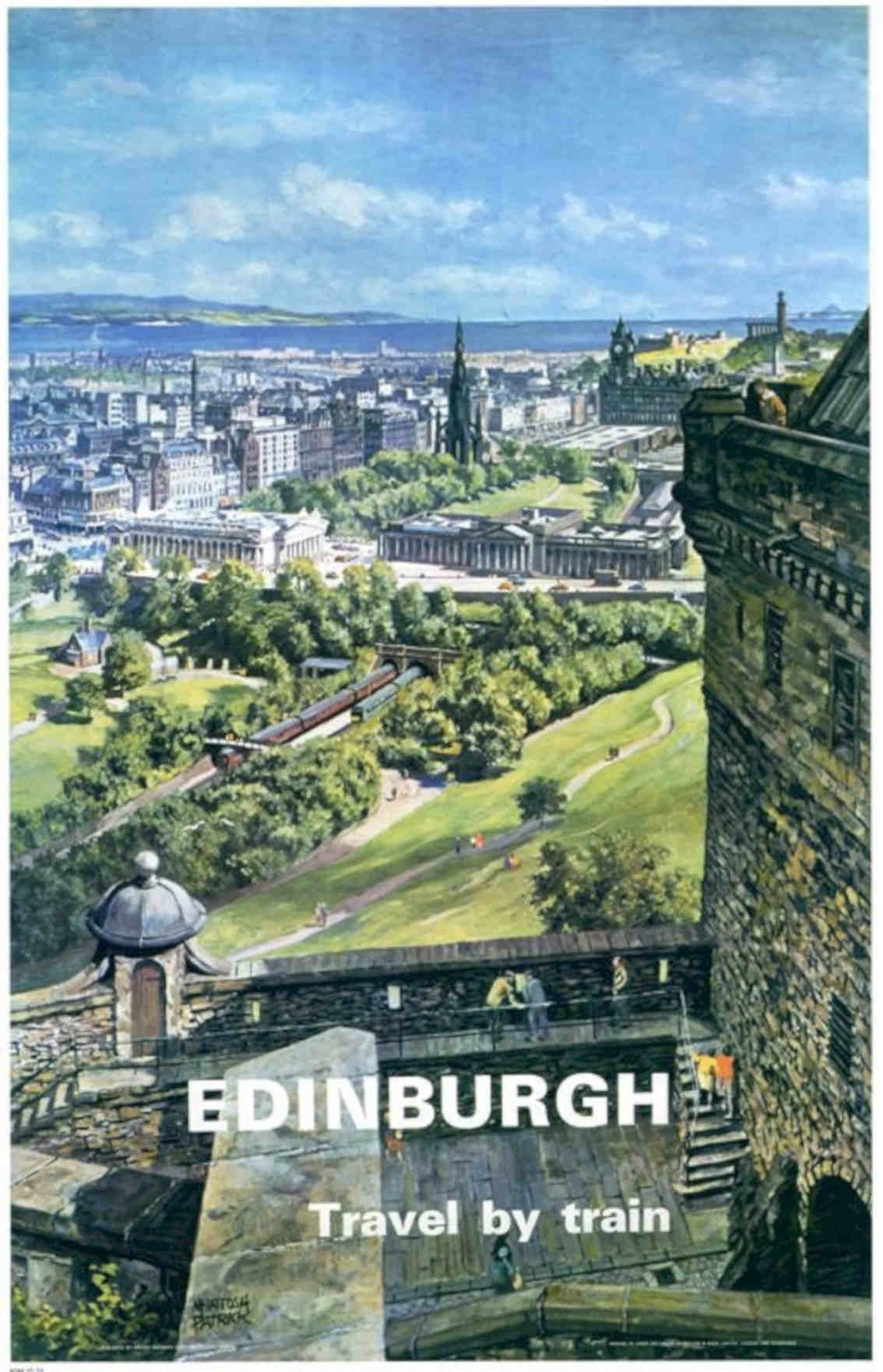 Edinburgh Train Castle Vintage Retro Advert Poster A4 Photo Print