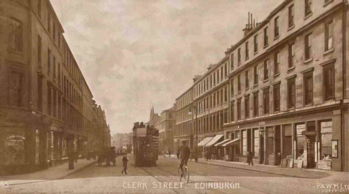 Edinburghshire Edinburgh Clerk Street with vintage tram Vintage A4 Photo Print