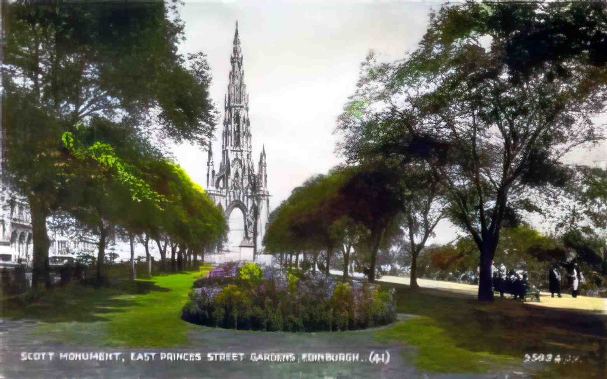 Edinburghshire Edinburgh East Princes Street Gardens Scott Monument Vintage A4 Photo Print