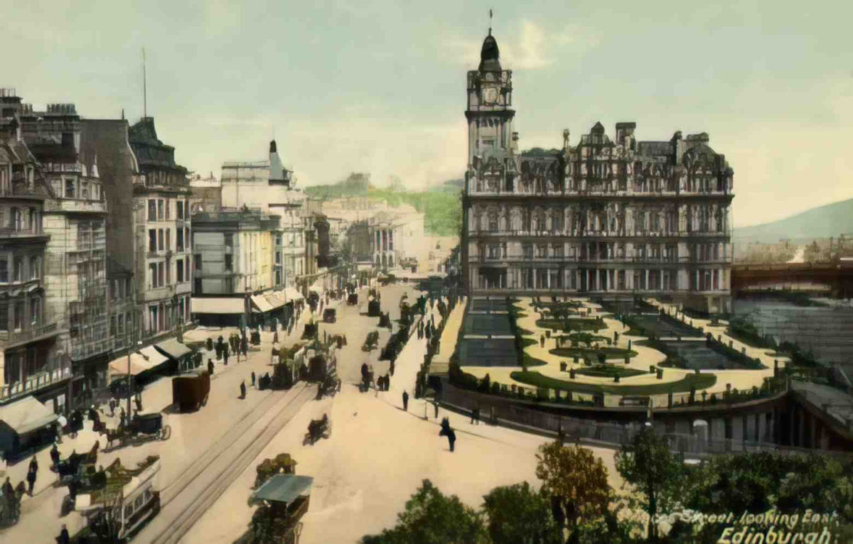 Edinburghshire Edinburgh Princes Street looking East Vintage A4 Photo Print