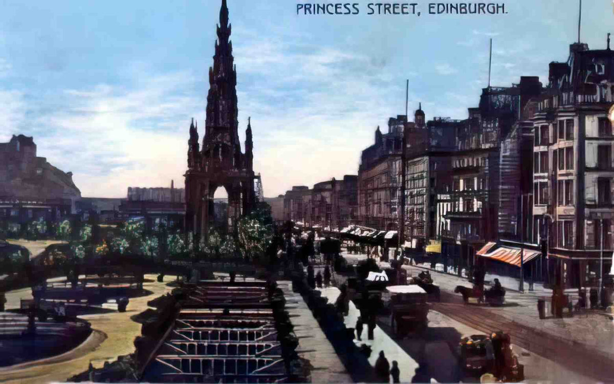 Edinburghshire Edinburgh Princess Street 1908 Vintage A4 Photo Print