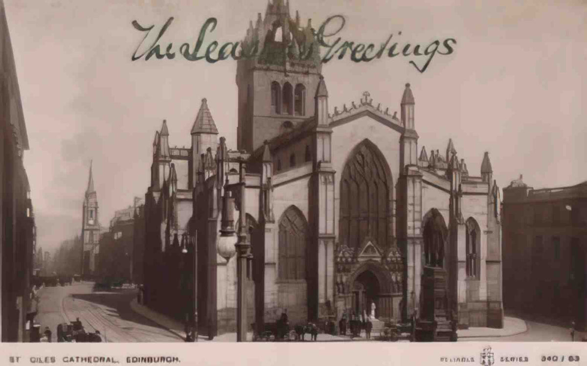 Edinburghshire Edinburgh St Giles Cathedral Christmas Card in 1907 Vintage A4 Photo Print