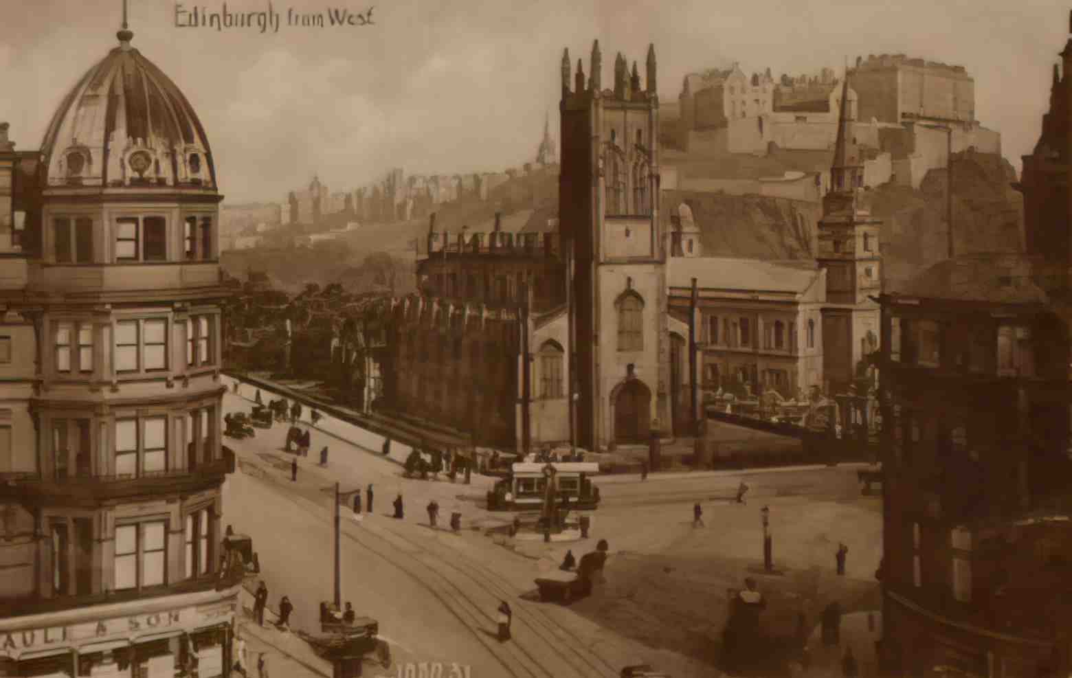 Edinburghshire Edinburgh from the west in 1904 Vintage A4 Photo Print