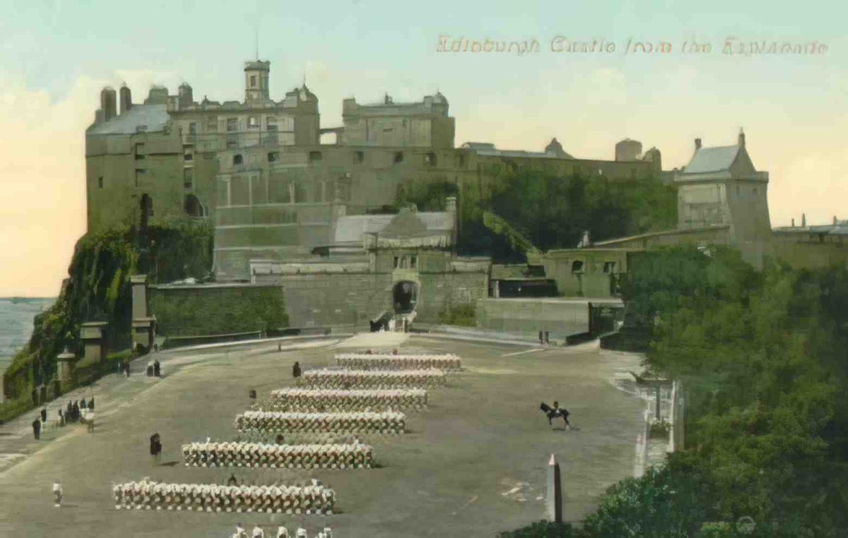 Edingburghshire Edinburgh Castle from the Esplanade 1908 Vintage A4 Photo Print