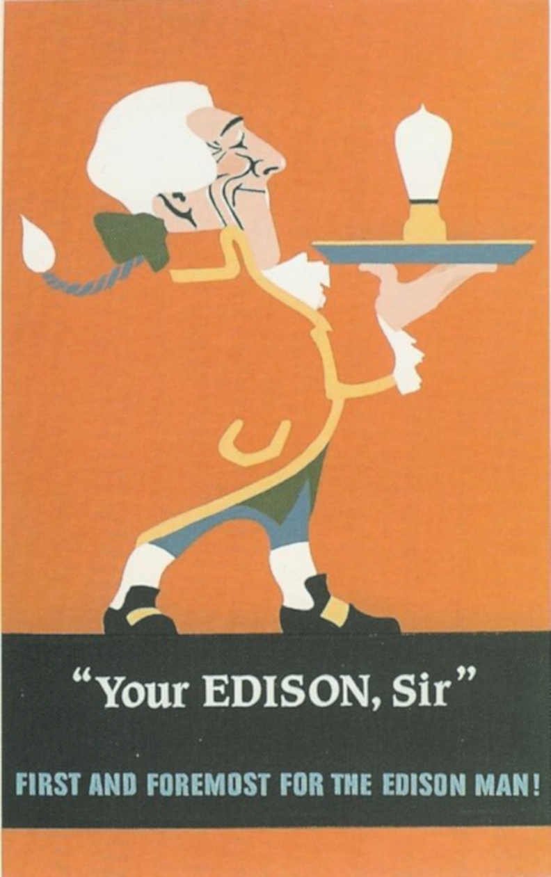 Edison Lightbulb Poster Vintage Retro Advert Ads A4 Photo Print