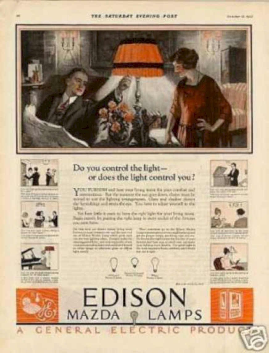 Edison Mazda Lamps Vintage Retro Advert Ads A4 Photo Print