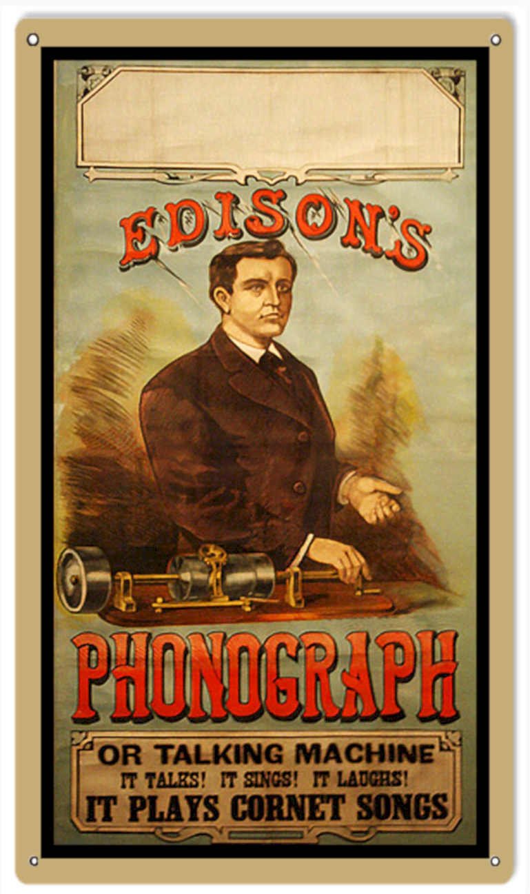 Edison Phonograph Machine Vintage Retro Advert Ads A4 Photo Print