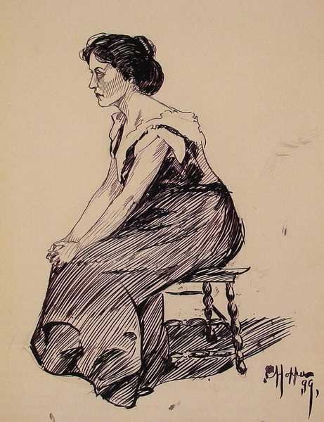 Edward Hopper Study of A Seated Woman A4 Photo Print