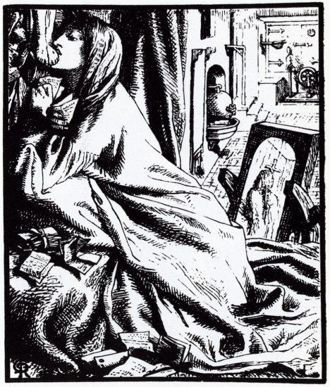 Edward Moxon Rossetti Mariana A4 Photo Print