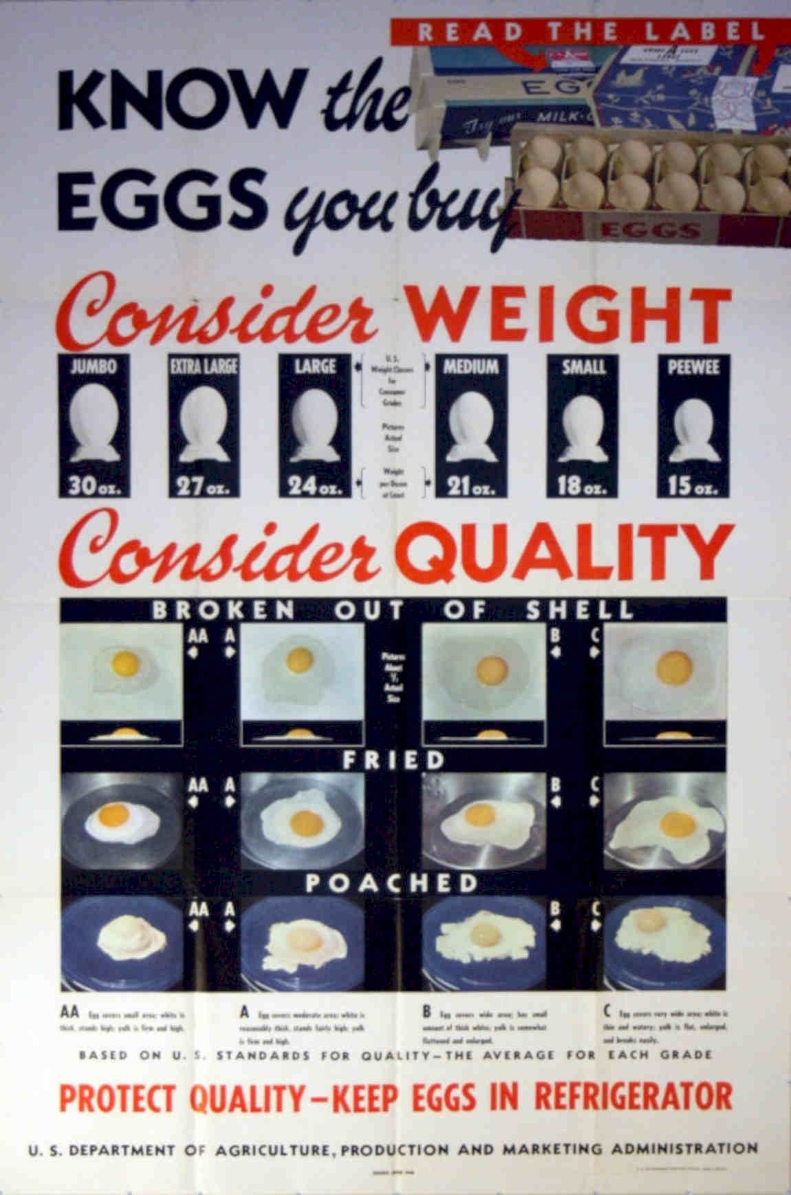 Egg Grades Usa Vintage Retro Advert Poster A4 Photo Print