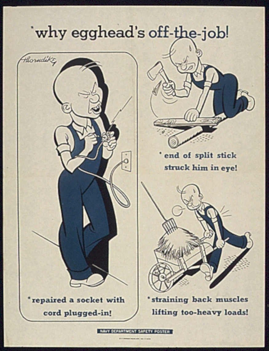 Egghead Safety Poster Vintage Retro Advert Poster A4 Photo Print