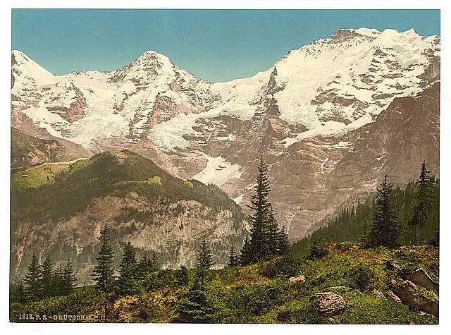 Eiger Monch and Jungfrau Bernese Oberland 2 Vintage A4 Photo Print