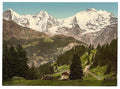 Eiger Monch and Jungfrau Bernese Oberland Vintage A4 Photo Print