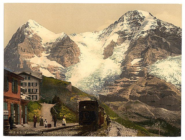 Eiger and Monch Bernese Oberland 2 Vintage A4 Photo Print