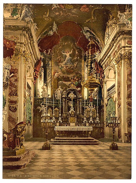 Einsiedeln altar in  Pilgrams Church Lake Lucerne Vintage A4 Photo Print