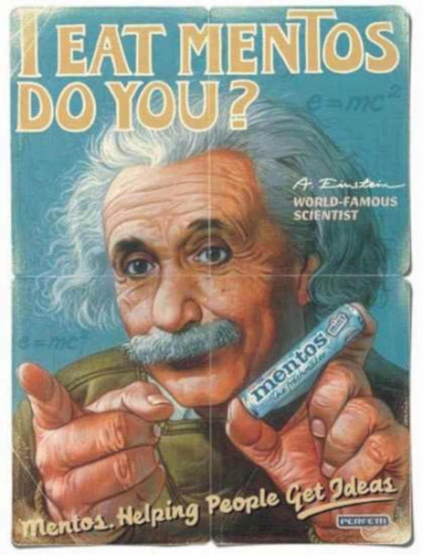 Einstein Mentos Ideas Vintage Retro Advert Ads A4 Photo Print