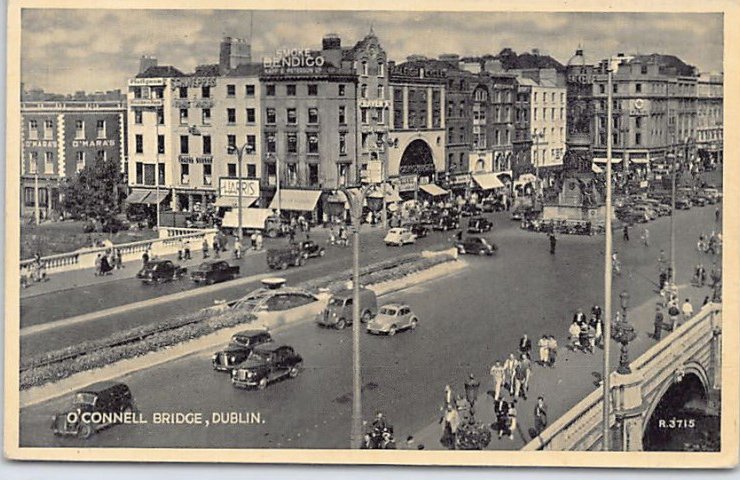 Eire Dublin O Connell Bridge Vintage A4 Photo Print