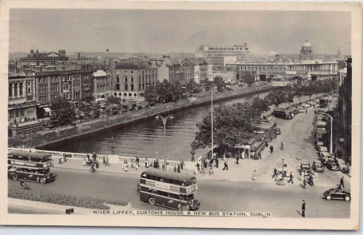Eire Dublin River Liffey Customs House New Bus Station Vintage A4 Photo Print